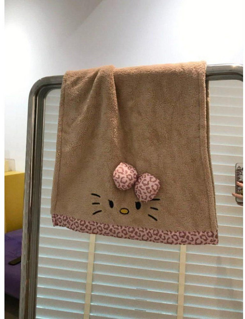 hellokitty 태닝키티 레오파드호피 여행용 비치타올 페이스 목욕수건, 40x80cm, 카키 수건