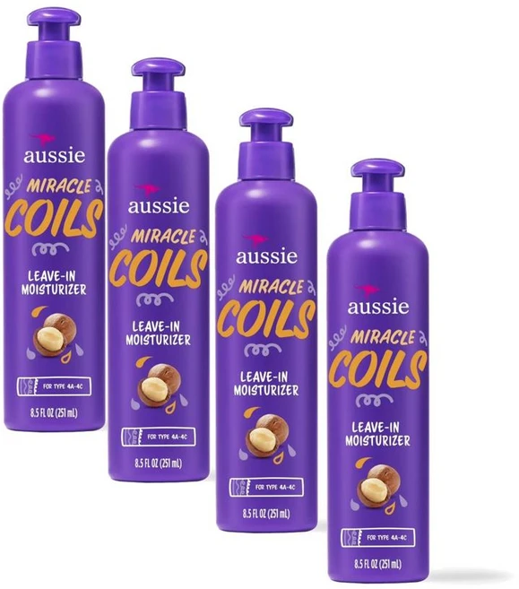 오지 미라클 코일 리브인 모이스처라이저 위드 마카다미아 오일 Aussie Miracle Coils Leave-in Moisturizer, 4개, 251ml - 쿠팡
