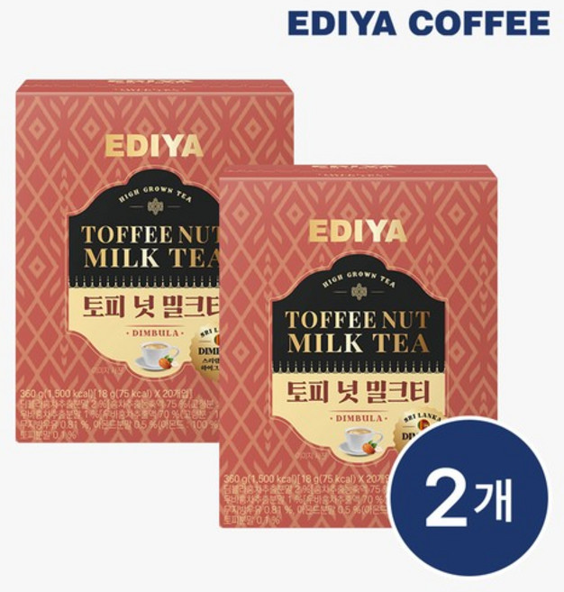 이디야 토피넛 밀크티, 360g, 2개, 20개입