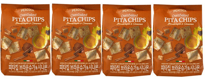 피코크 피타칩 브라운슈가 앤드 시나몬 수량, 4개, 120g