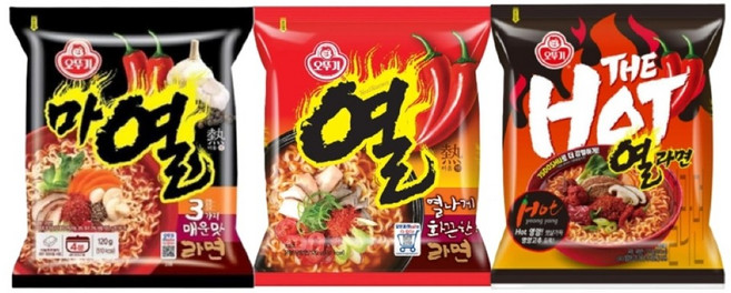 오뚜기 열라면 3종 세트 각 1개씩-[마열라면120g+열라면120g+더핫열라면120g], 2세트