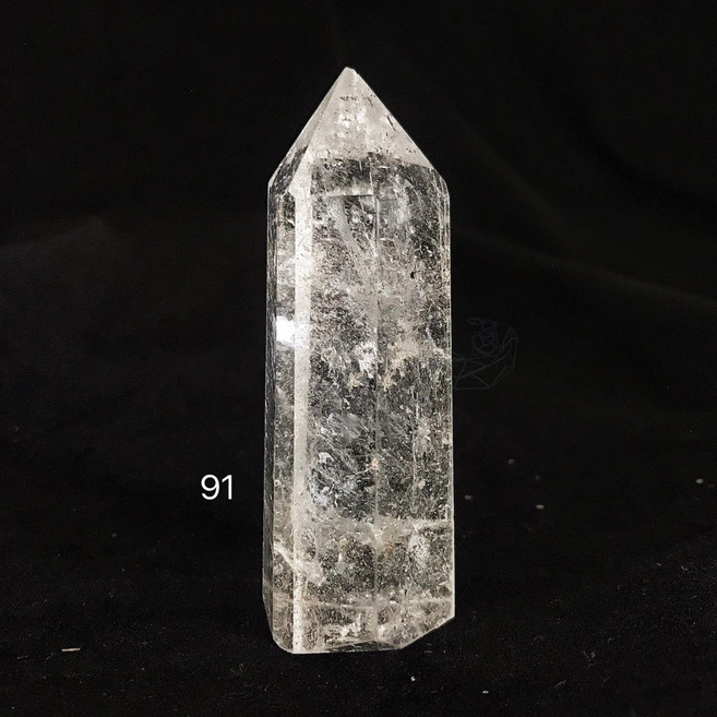 綠 白水晶 異象水晶 膠花 水晶柱 平衡能量 高透 冰感, 1個, 91