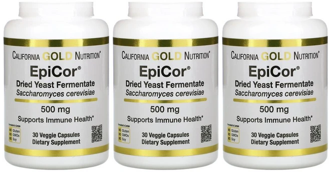 캘리포니아 골드 에피코르 에피코 건조 효모 발효 CGN CG땡 500mg 30정 EpiCor 3통, 3개 - 쿠팡