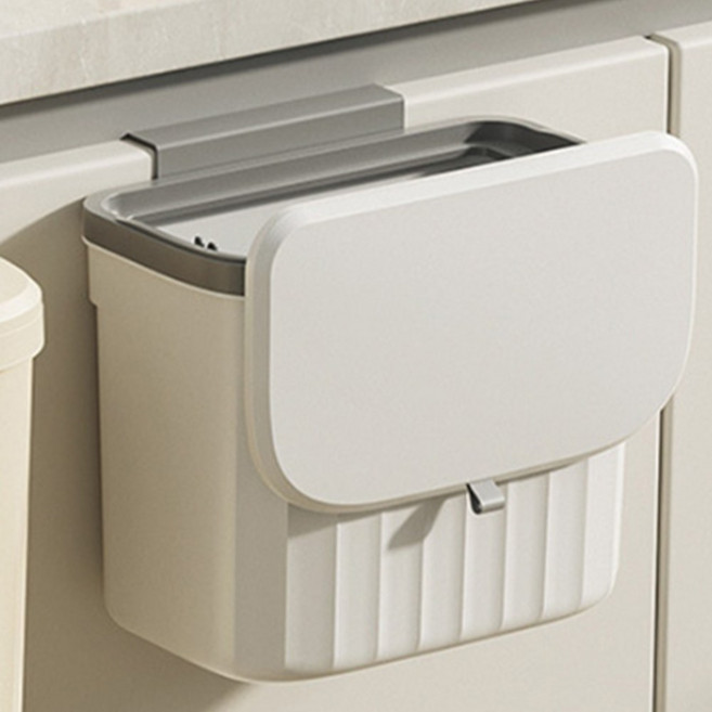 음식물쓰레기통 주방 싱크대 쓰레기통 걸이형 음쓰통, 소형 화이트