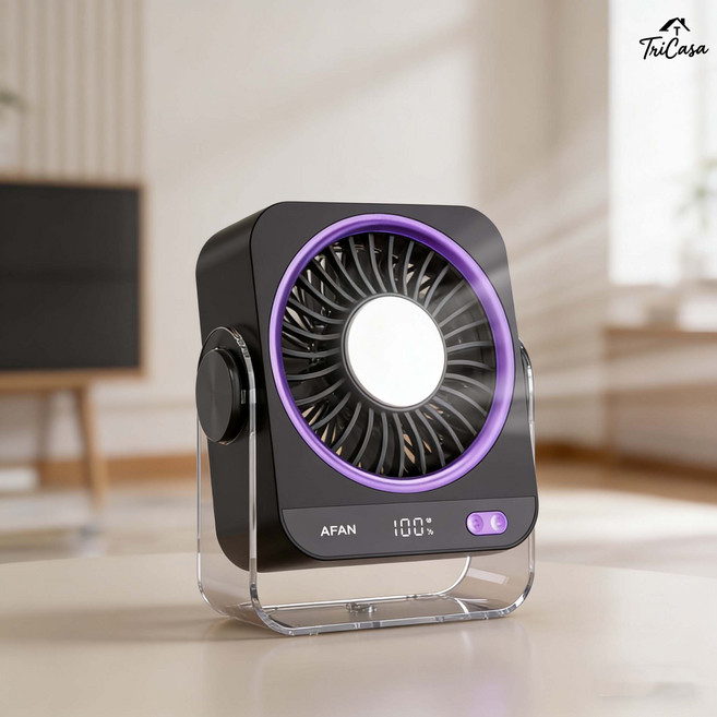 DF-02 탁상용 냉각 선풍기 5단계 풍속조절 저소음 4000mAh 무선 캠핑, 화이트