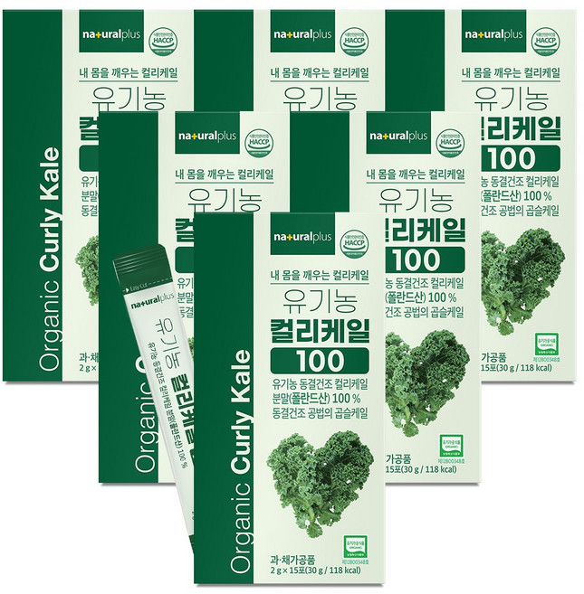 내츄럴플러스 유기농 컬리 케일 100 분말스틱 30g, 15회분, 6개