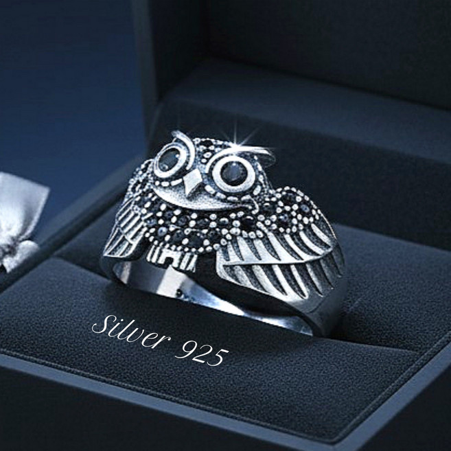 코코날다 은반지 커플링 행운 복 부엉이 여성은반지 남성은반지 925실버 순은 반지 유화링