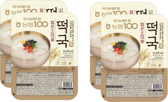 농협 철원 오대쌀 간편떡국, 163g, 4개