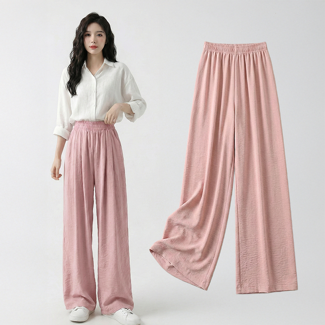 데일로엔 여성 여름 와이드 밴딩 롱 팬츠 데일리 바지