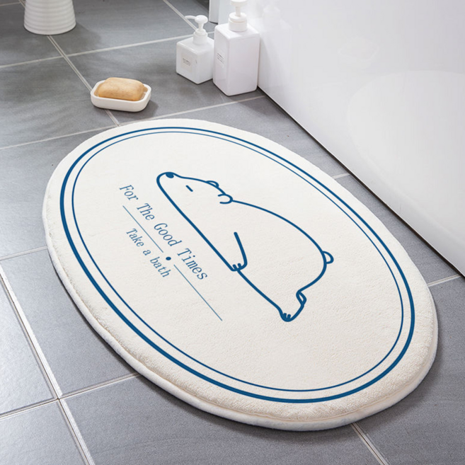 데일리공감 뽀송 두툼한 융모 욕실매트 호텔식 패브릭 발매트 주방매트 현관매트, 북극곰 발매트, 1개