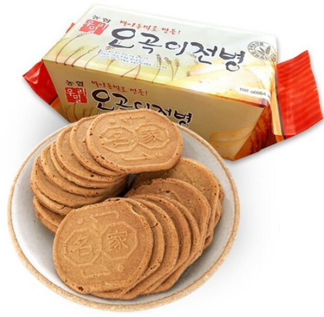 우리밀 오곡이 전병 150g 5개 발아통밀 5곡으로 만든 고소 바삭한 어린이 어른 과자