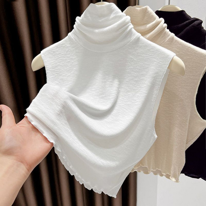 여자 레이어드 페이크 카라 목폴라 디자인 니트 레이어드 페이크 칼라 봄 가을 필수템 YLP