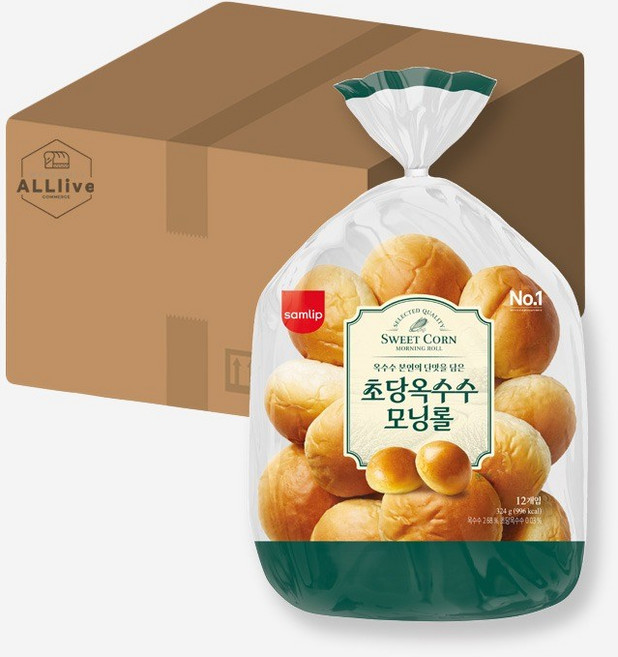 삼립 간식 식사 빵 초당옥수수 모닝롤, 3개, 324g