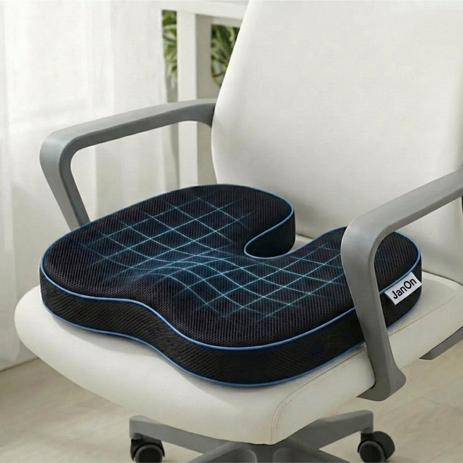 잔온 치질방석 고밀도 메모리폼 장시간 꼬리뼈 방석, 블랙