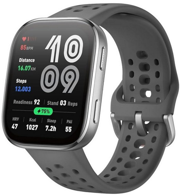 Amazfit Bip 6 스마트 워치 46mm 14일 배터리 1.9인치 AMOLED 디스플레이 GPS 및 무료 지도 AI 블루투스 통화 및 문자 건강 피트니스 및, Charcoal