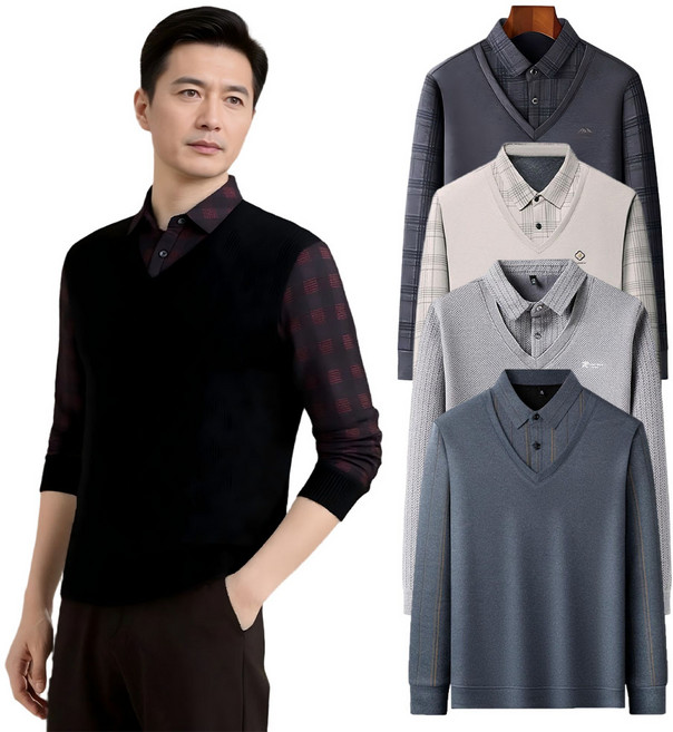 웨일쓰 남성 겨울 기모 레이어드 보온긴팔 카라티셔츠 17종모음 캐주얼 니트 이너웨어 모음집 비지니스 중년남자 데일리룩 아빠 가디건