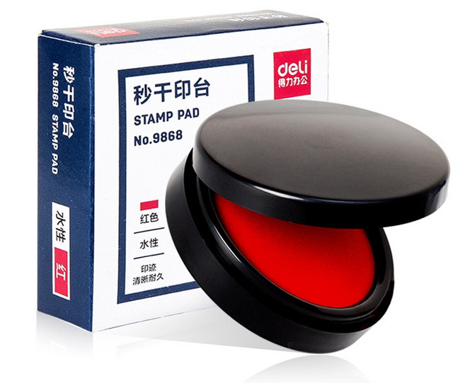 紅色印泥 攜帶式 辦公印泥 氣墊印泥, 1個, 得力 小號快乾印泥 (1盒)