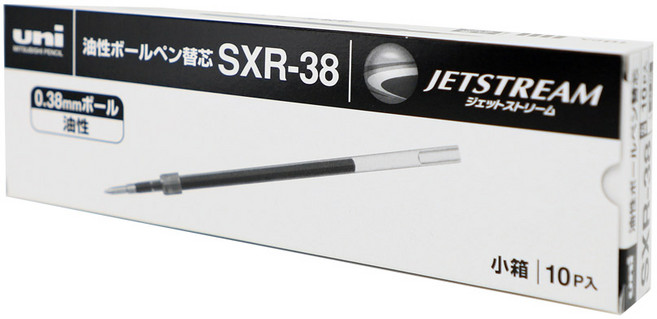 미쓰비시 유니볼 제트스트림 단색 리필 0.38mm 1갑, 10개, 블랙