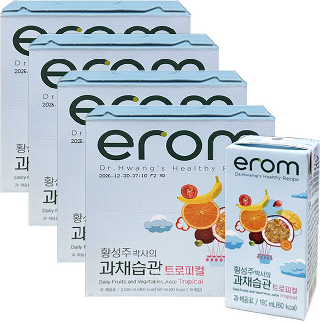 이롬 황성주박사의 과채습관 트로피컬, 190ml, 64개