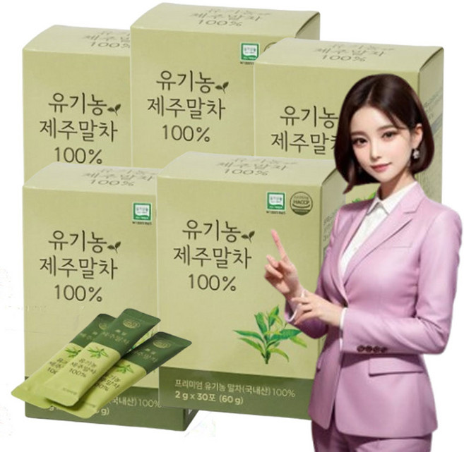 프리미엄 유기농 제주 말차 스틱 국내산 100%, 5세트, 30개입, 2g