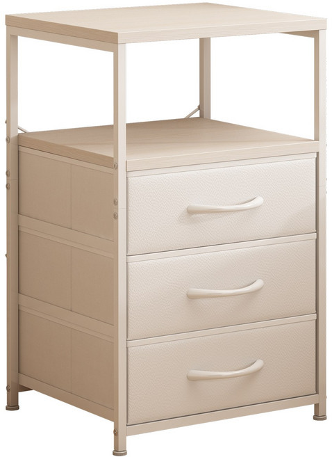 소웰홈 패브릭 서랍형 협탁 선반 포함, 3단, 화이트