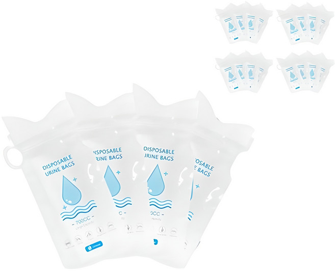 블루 휴대용 소변기 소변봉투 캠팽 이동식 비상용, 20개, 화이트