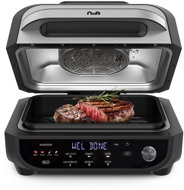 노아 저소음 그릴프라이어 대용량 에어프라이어 KC인증 에어그릴, 블랙