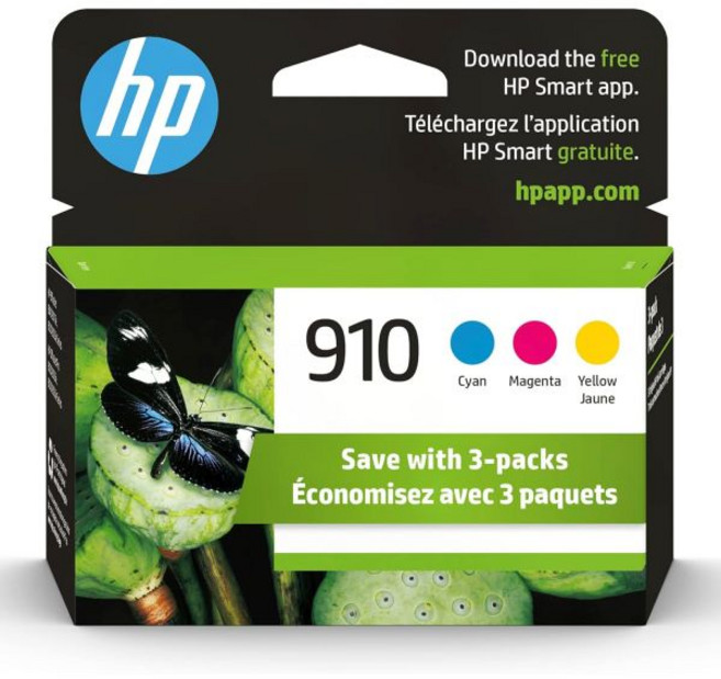 HP 910 시안 마젠타 노랑 잉크 카트리지 오피스jet 8010 8020 시리즈 Pro 8020 8030 시리즈에서 사용 가능 인스턴트 3YN97AN 3캔(1팩)