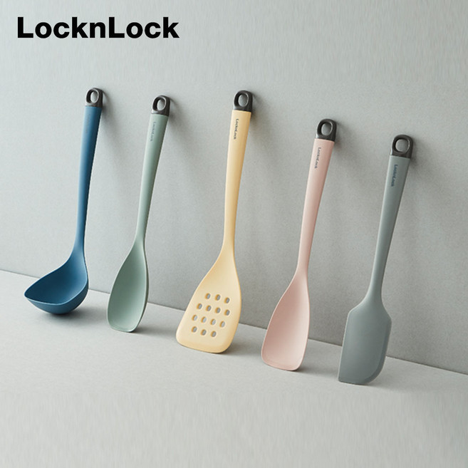 락앤락 데코 올실리콘 키친툴 조리도구 5종세트, 1세트, 멀티컬러, 국자+요리스푼+뒤집개+스푼스패출러+스패출러