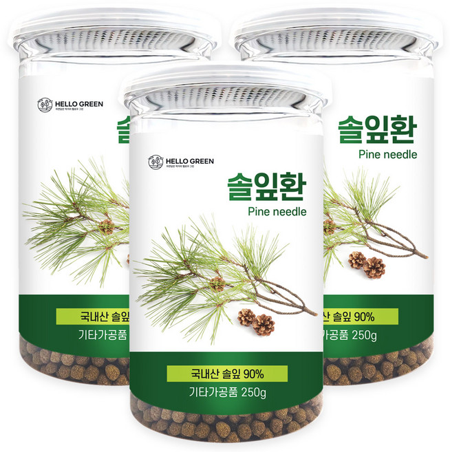 헬로우그린 100% 국내산 자연 그대로 솔잎환 250g, 3개