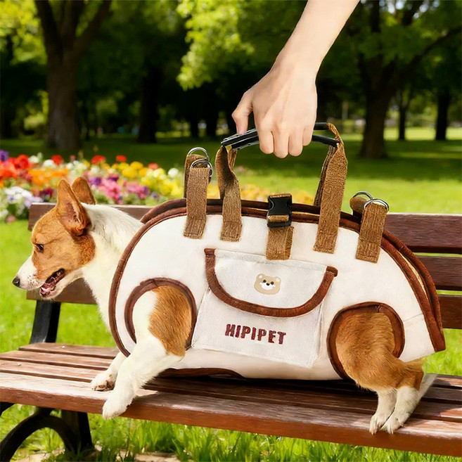 HERON 통기성 좋은 경량 강아지 고양이 이동가방 | 크로스백 숄더백 2way | 외출용 휴대용 펫 백팩 | 여행용 소형견 애완동물 가방, 1개, 갈색