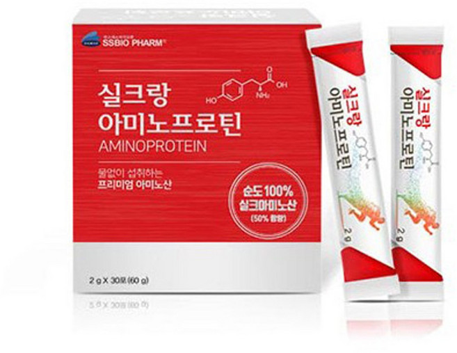 실크랑 아미노 프로틴 30포 식물성 단백질 아미노산 단백질보충제, 2g, 1개, 60g