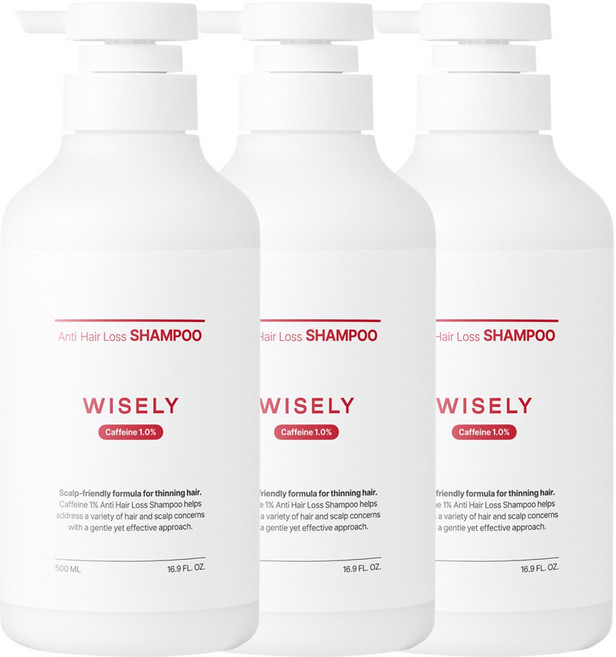 와이즐리 카페인 탈모 지성용 샴푸, 3개, 500ml