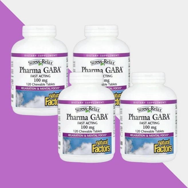 네츄럴팩터스 스트레스-릴렉스 Pharma GABA 100mg 120츄어블 정제(정제당 50mg), 4개, 120정 - 쿠팡