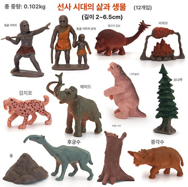 고대생물 해양동물 앵무조개 암모나이트 교육 피규어 과학, 원래인 생활세트 12개, 1개, 기본 색상