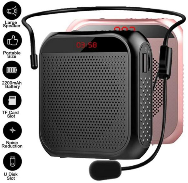 블루투스앰프 Gosear 다기능 휴대용 개인 음성 스피커 교사 연설용 마이크 디스플레이 증폭기 5W 2400mAh, Rose Gold, 01 Rose Gold