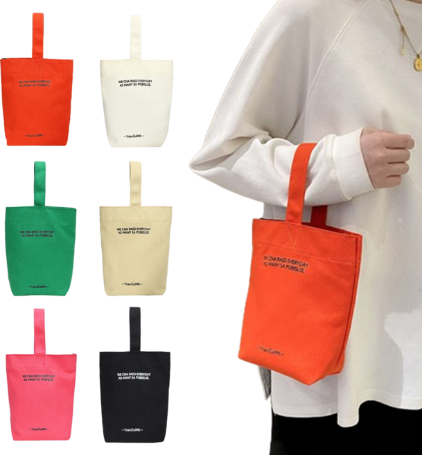 컬러팝 미니 에코백 캔버스 손가방 핸드폰 보조 가벼운 천가방 파우치 컬러 토트백