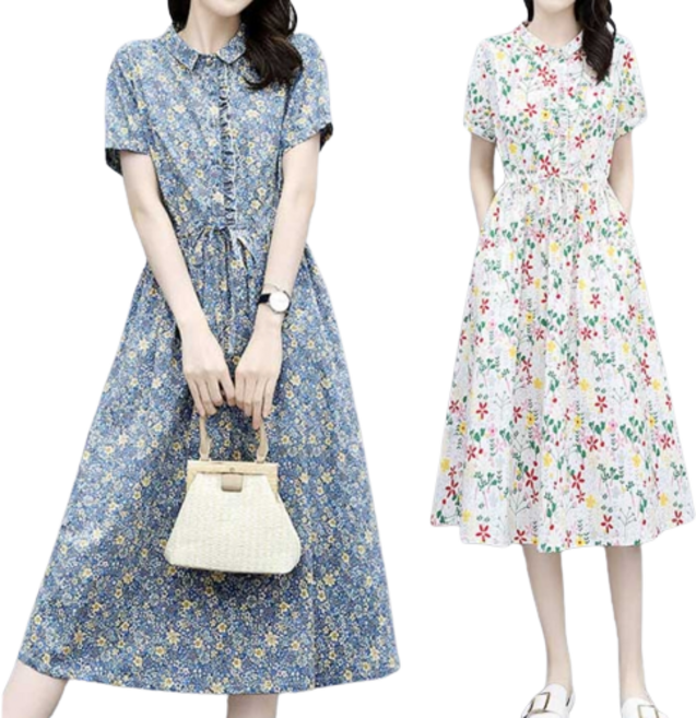 77우먼스 여성 아카시아원피스 빅사이즈 꽃무늬 원피스 체형커버 화사한 봄 여름 롱원피스 아카시아 드레스 데일리룩 데이트룩 이월 이월상품 [리현커머스]