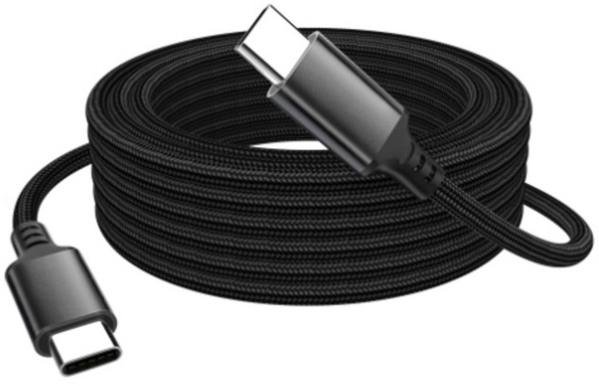 PD 60W C to C 초고속 충전 롱 케이블, 1개, 일자형 블랙, 5m