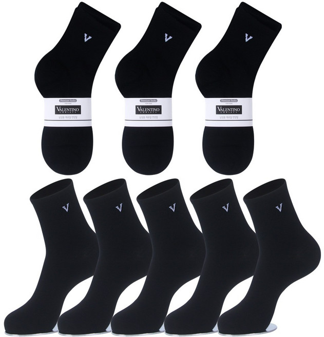 발렌티노크리스티 중목 양말 20켤레 무지 캐쥬얼 면양말
