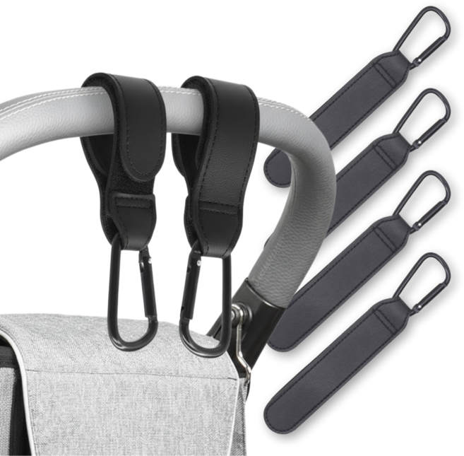바디스윗 고강도 유모차 가죽 가방 걸이 후크, 4개, 블랙