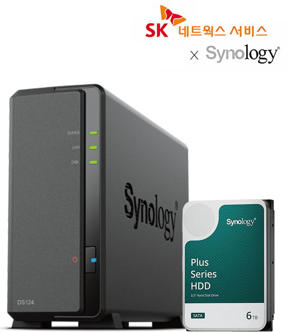 시놀로지 NAS DS124 6TB 나스 가정용 초보자 입문용 백업서버 DSM 7.2 지원