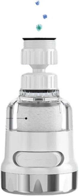 수도꼭지 필터 물튀김 방지 절수 수전헤드 회전형 워터탭 세면대 주방 겸용, 1개, white