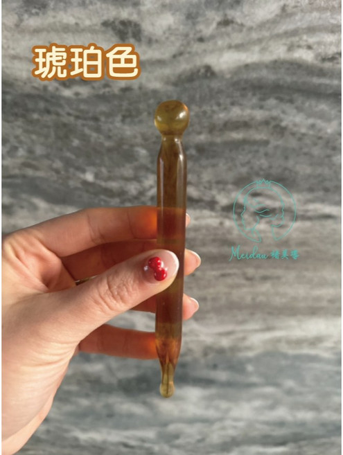 美容院專用樹脂蜜蠟撥筋棒 臉部眼部經絡按摩棒 舒緩肌膚 改善循環, 1個, 琥珀色, 琥珀色