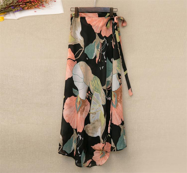 바캉 스룩 랩 휴양지 스커트 쉬폰 JoYouth