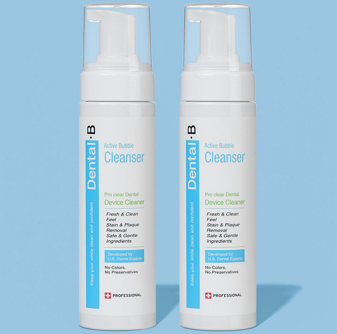 약국입점 의약외품 덴탈비 프로클리어 유지장치세정제 대용량 200ml 거품형 틀니 치아교정기 의치 세척, 2개