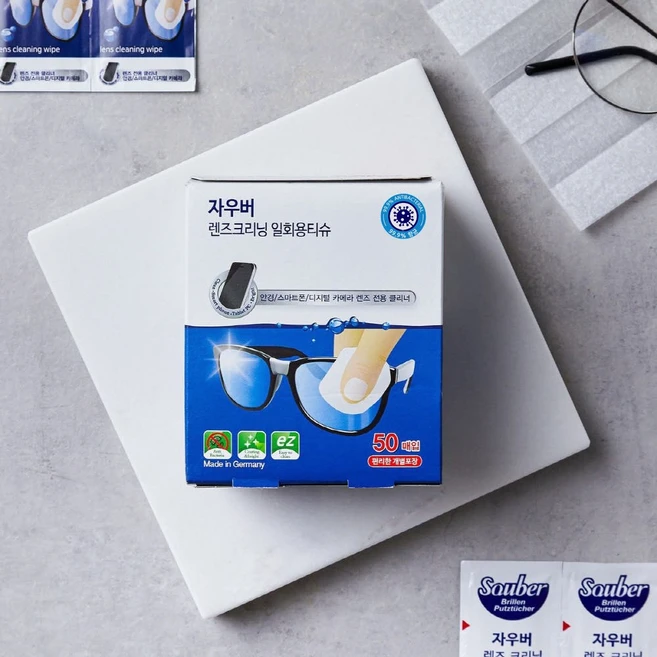 자우버 렌즈크리닝 일회용티슈 50p - 쿠팡