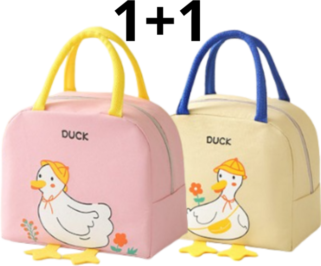 러버덕 도시락 가방, 핑크,아이보리, 1세트