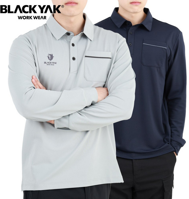 블랙야크 스트레치 긴팔 클래식 카라 폴로티셔츠
