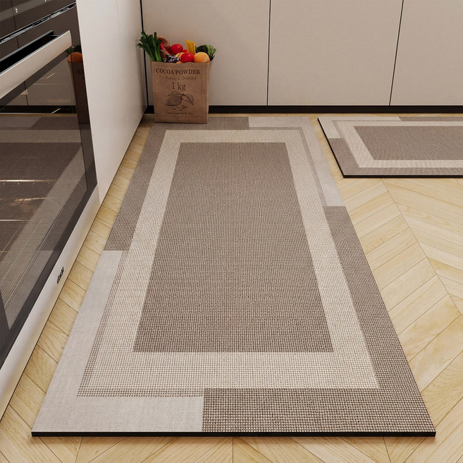 규조토 대형주방 매트 기름기 미끄럼 방지 청소 편리, 1개, 베이지색